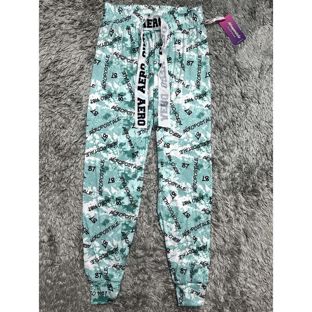 Aeropostale women's Sleep PJ Joggers In Light Green White Size S fits as XS NWT